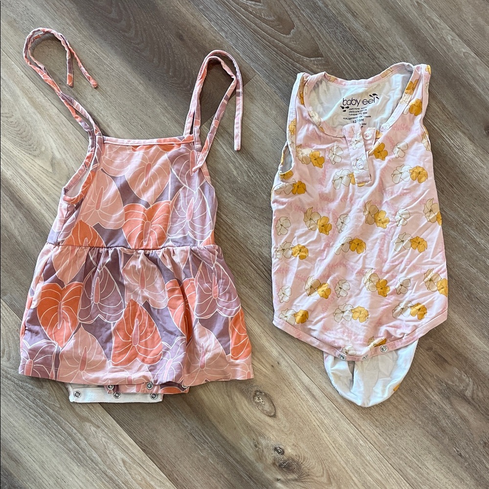 Fighting Eel Pink and Orange Kids Dresses